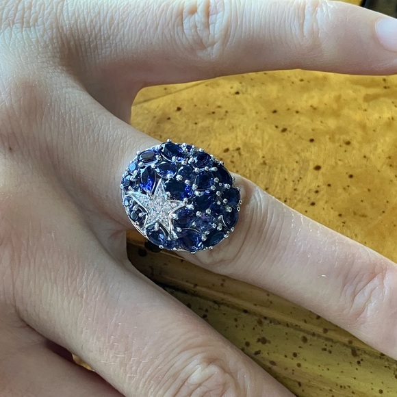 Natural Iolite Sterling Silver Cocktail Ring Size 7 - Picture 4 of 9